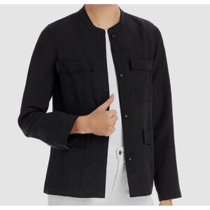 Kobi Halperin Black Starr Snap-Front Military Utility Shirt Jacket Size Large